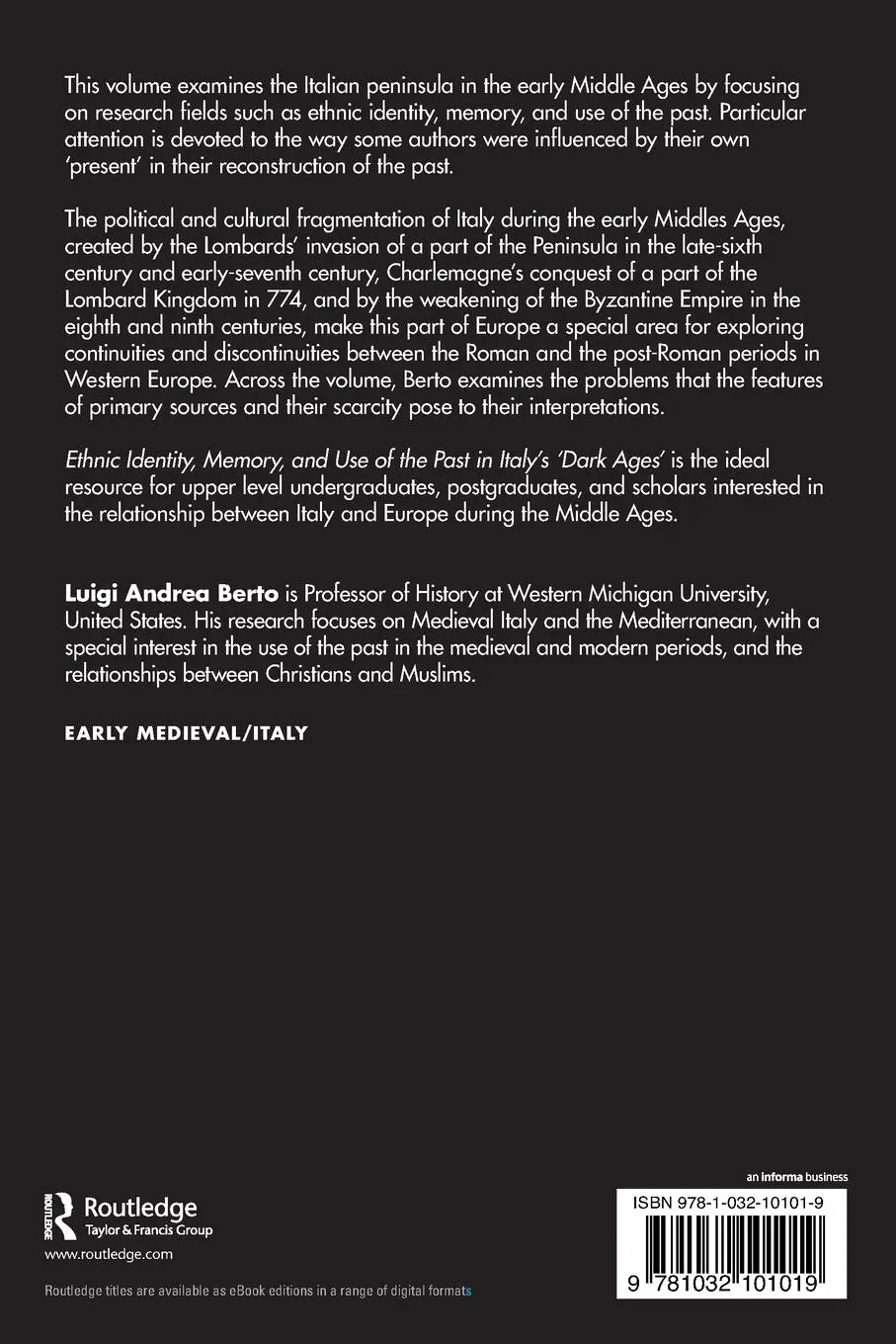 Rückseite: 9781032101019 | Ethnic Identity, Memory, and Use of the Past in Italy's 'Dark Ages'