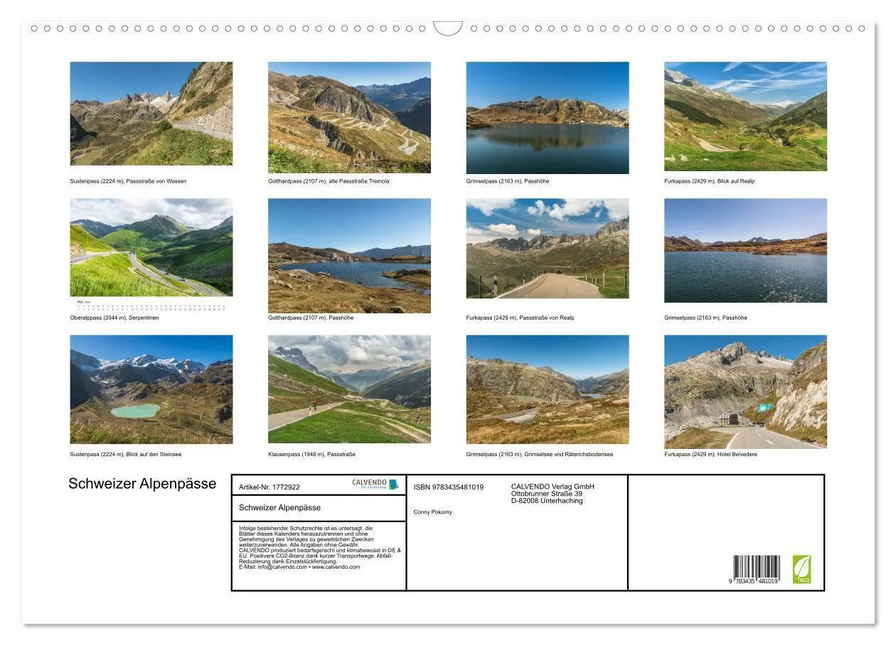 Bild: 9783435481019 | Schweizer Alpenpässe (Wandkalender 2025 DIN A2 quer), CALVENDO...