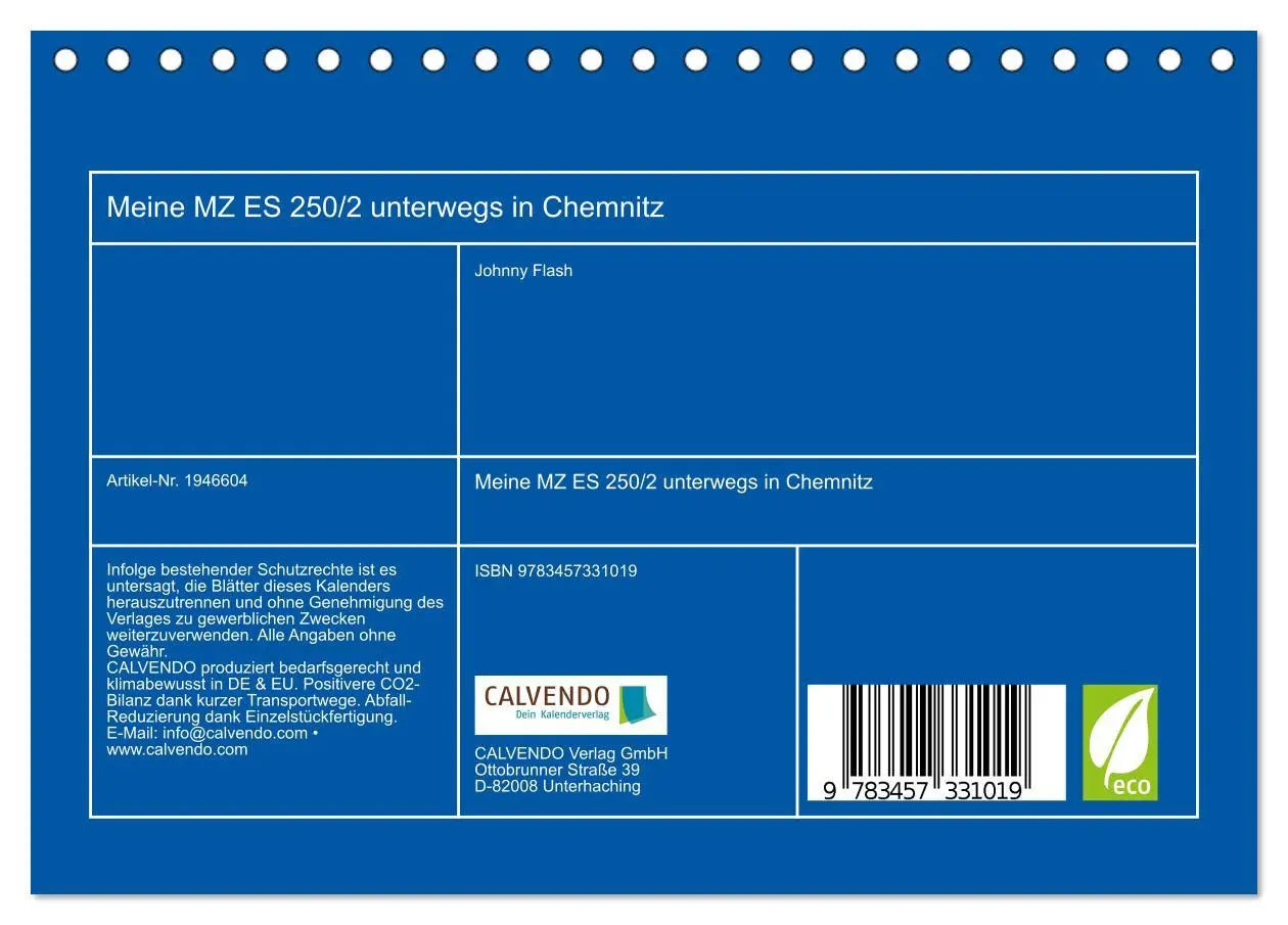 Bild: 9783457331019 | Meine MZ ES 250/2 unterwegs in Chemnitz (Tischkalender 2026 DIN A5...