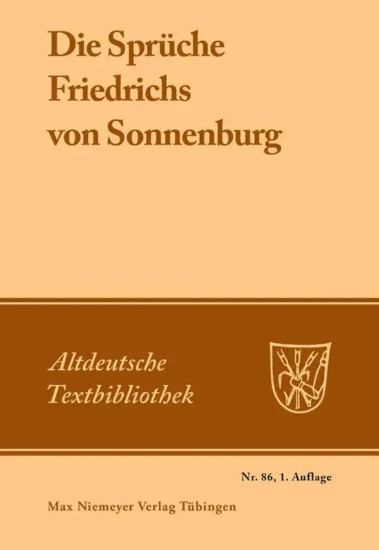 Cover: 9783484201019 | Die Sprüche Friedrichs von Sonnenburg | Achim Masser | Taschenbuch