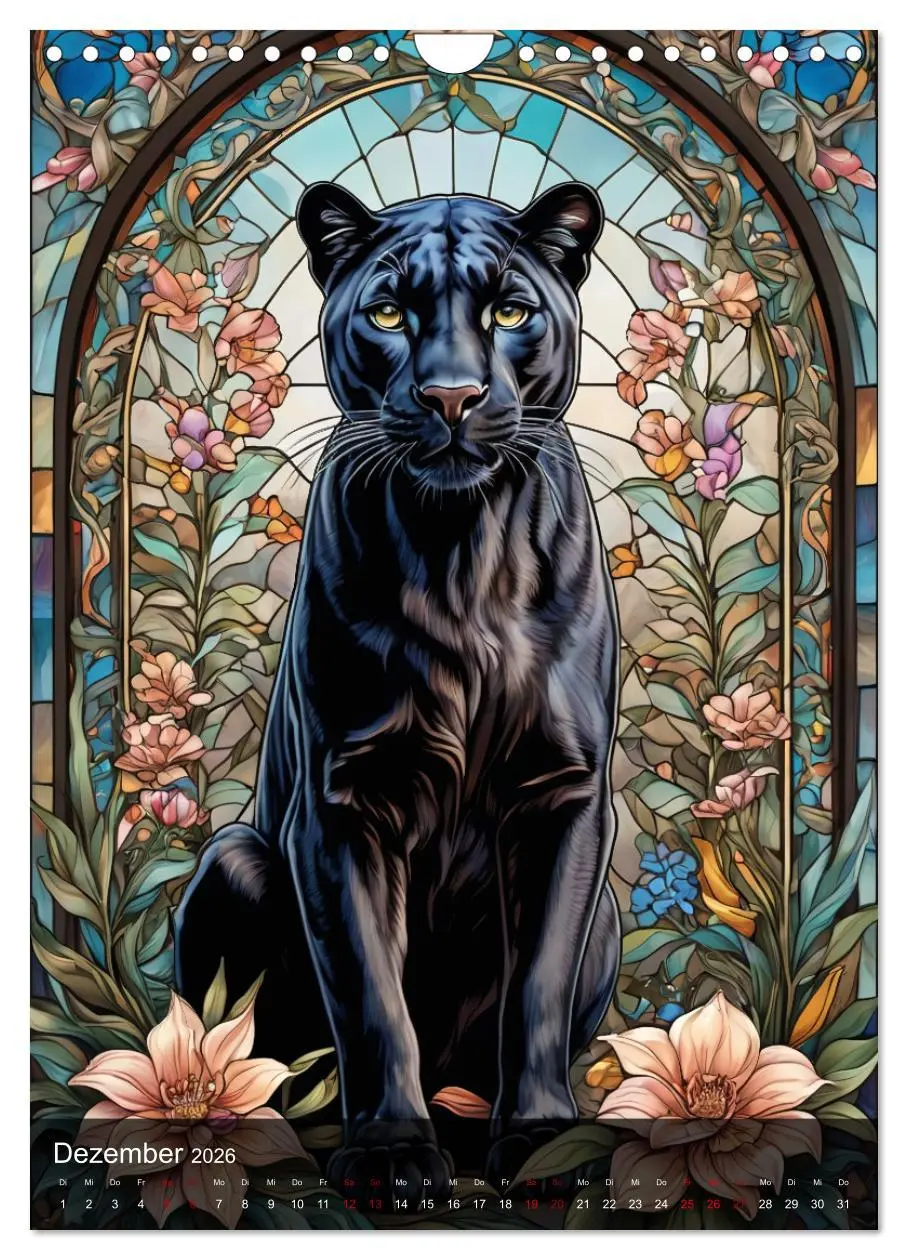 Bild: 9783516281019 | Wildtiere und Glaskunst im Tiffany Stil (Wandkalender 2026 DIN A4...