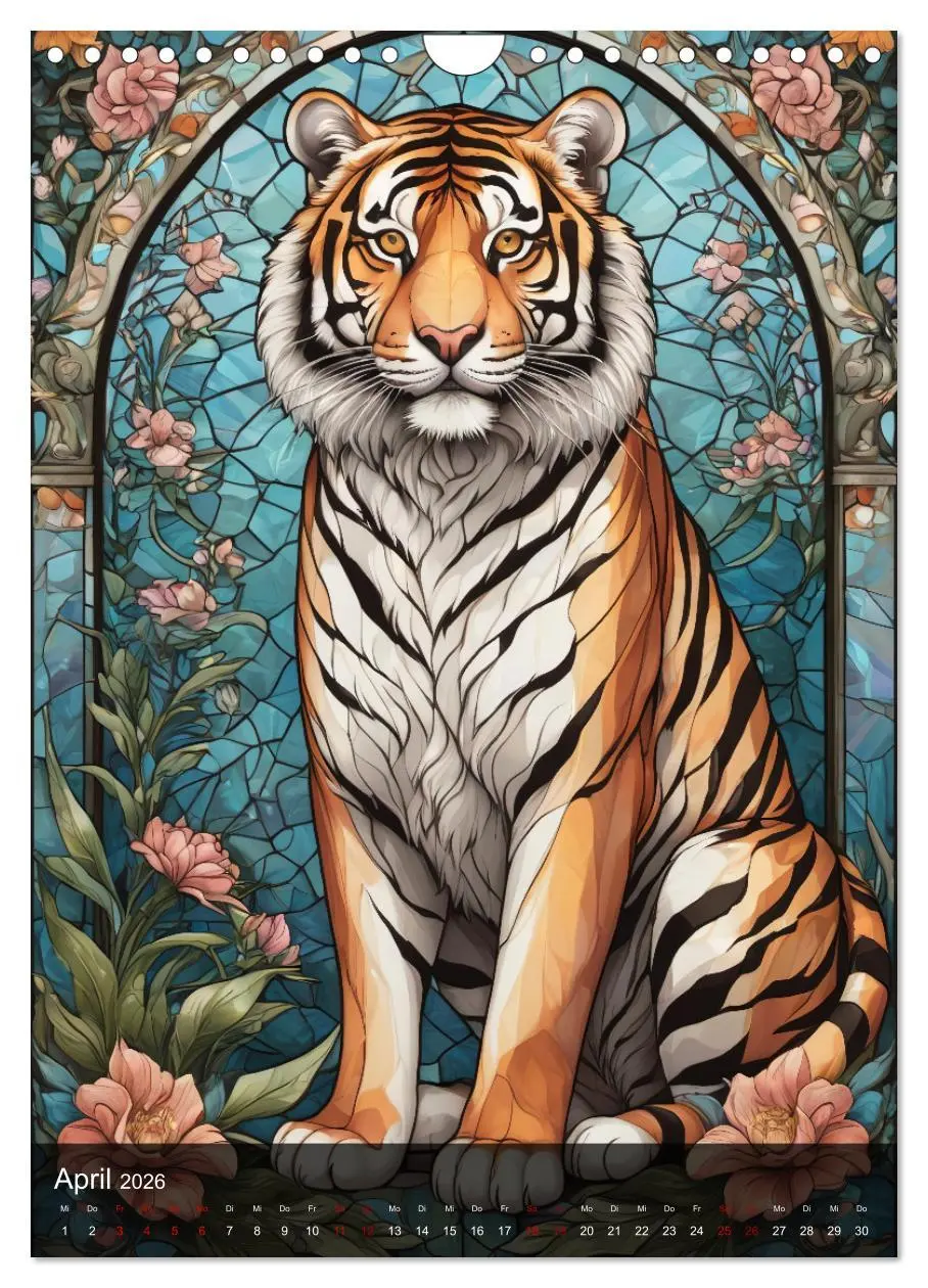 Bild: 9783516281019 | Wildtiere und Glaskunst im Tiffany Stil (Wandkalender 2026 DIN A4...