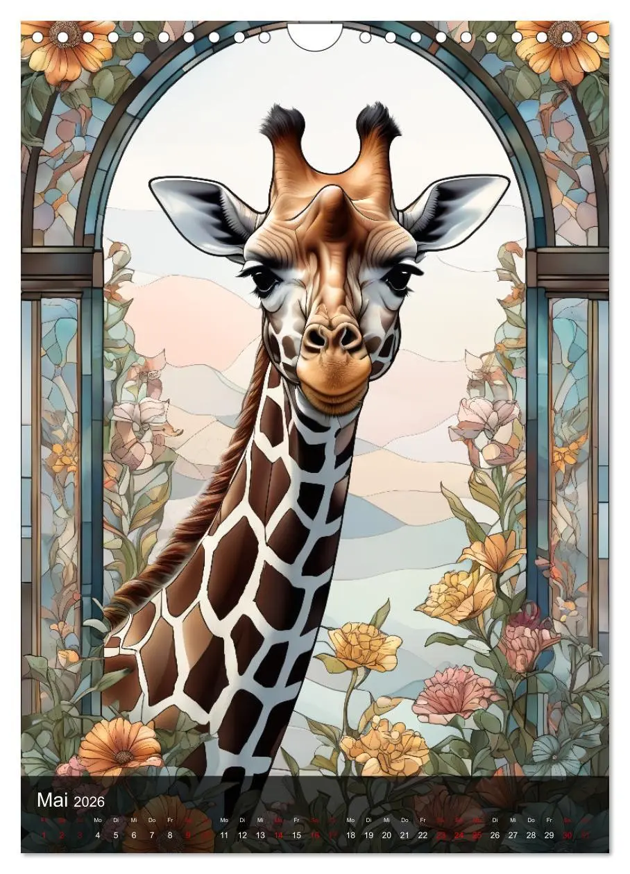 Bild: 9783516281019 | Wildtiere und Glaskunst im Tiffany Stil (Wandkalender 2026 DIN A4...