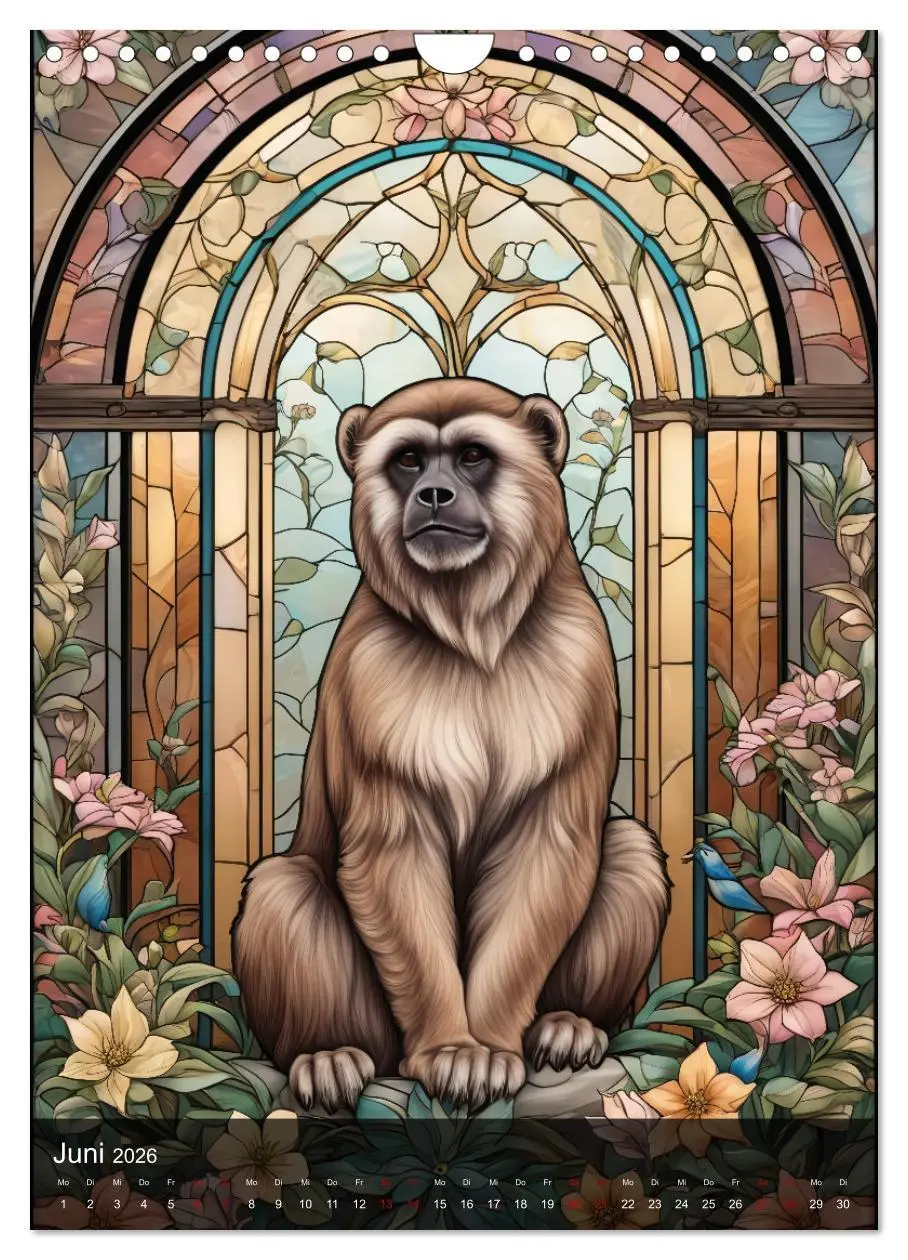 Bild: 9783516281019 | Wildtiere und Glaskunst im Tiffany Stil (Wandkalender 2026 DIN A4...