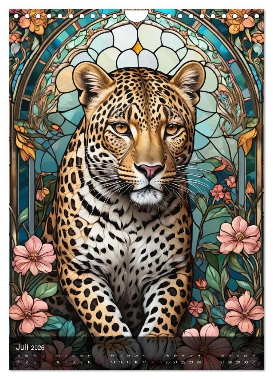 Bild: 9783516281019 | Wildtiere und Glaskunst im Tiffany Stil (Wandkalender 2026 DIN A4...