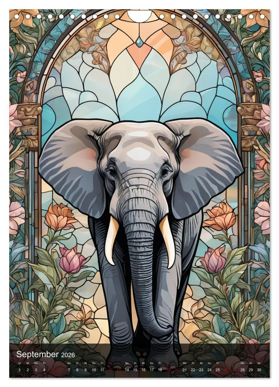 Bild: 9783516281019 | Wildtiere und Glaskunst im Tiffany Stil (Wandkalender 2026 DIN A4...