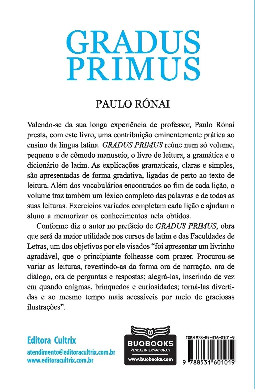 Rückseite: 9788531601019 | Curso Básico de Latim: Gradus Primus | Paulo Rónai | Taschenbuch