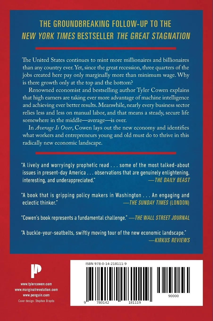 Rückseite: 9780142181119 | Average Is Over | Tyler Cowen | Taschenbuch | Englisch | 2014