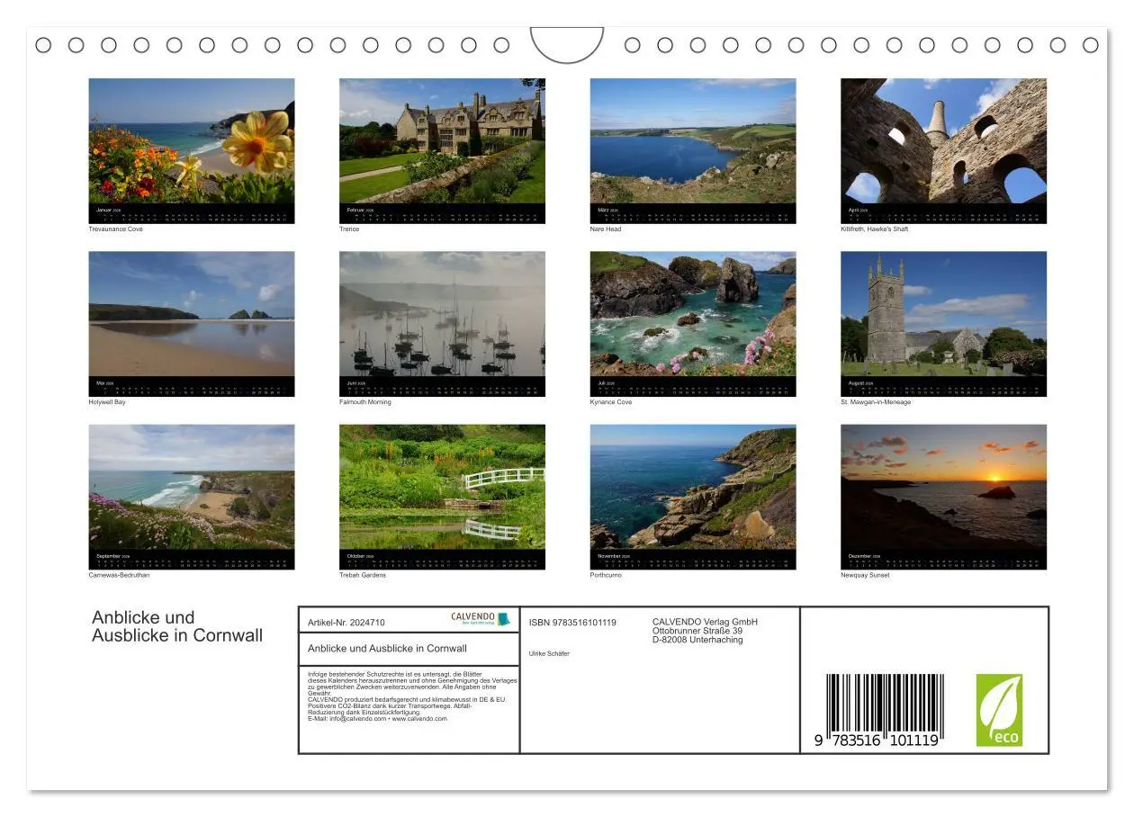 Bild: 9783516101119 | Anblicke und Ausblicke in Cornwall (Wandkalender 2026 DIN A4 quer),...