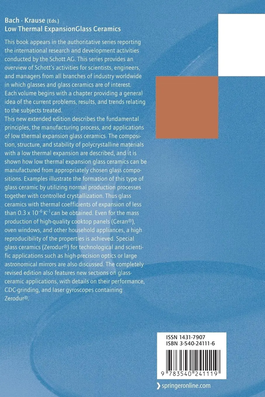 Rückseite: 9783540241119 | Low Thermal Expansion Glass Ceramics | Hans Bach (u. a.) | Buch | 2005