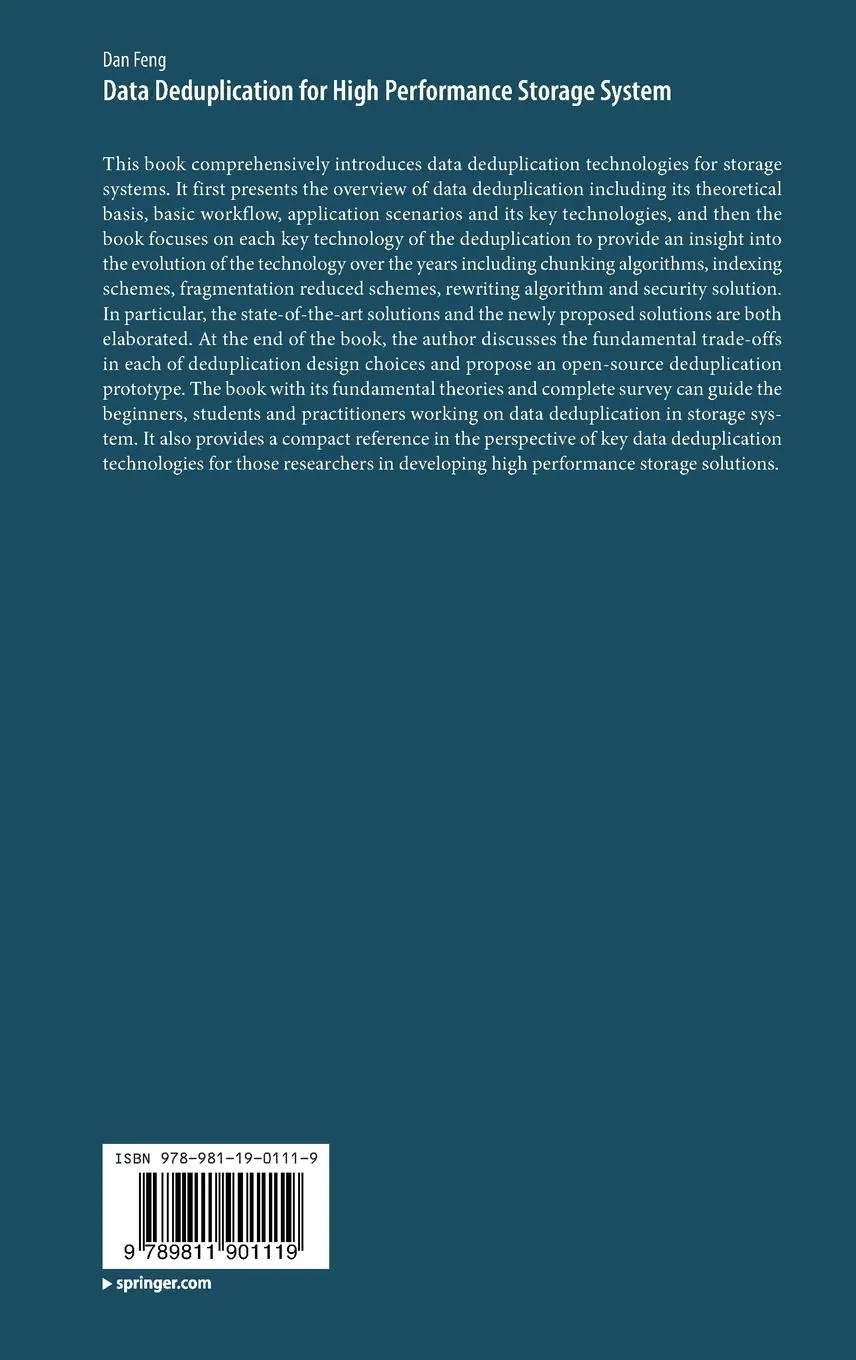 Rückseite: 9789811901119 | Data Deduplication for High Performance Storage System | Dan Feng | xi