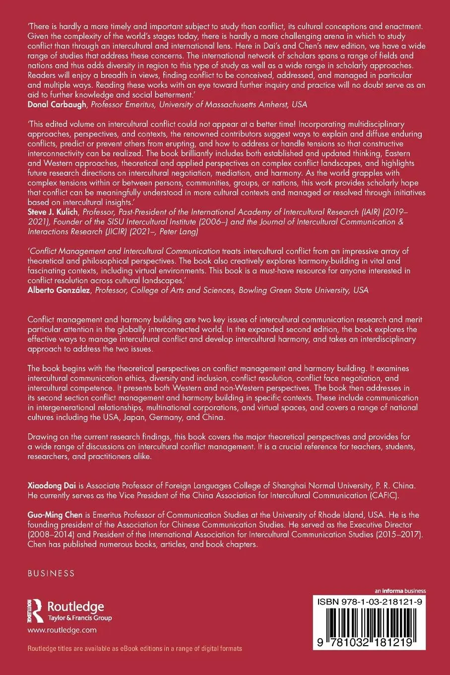 Rückseite: 9781032181219 | Conflict Management and Intercultural Communication | Dai (u. a.)
