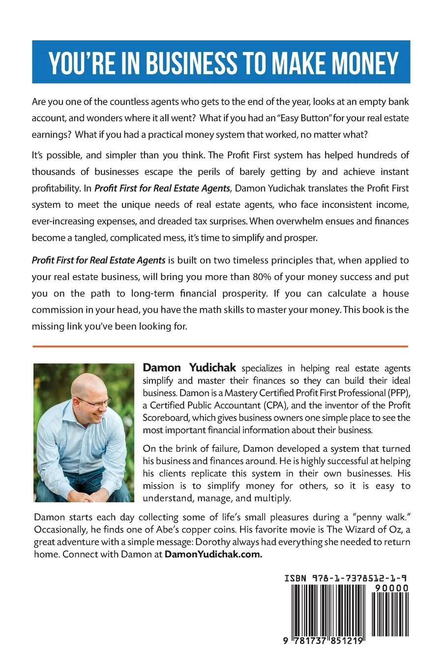 Rückseite: 9781737851219 | Profit First for Real Estate Agents | Damon Yudichak | Taschenbuch
