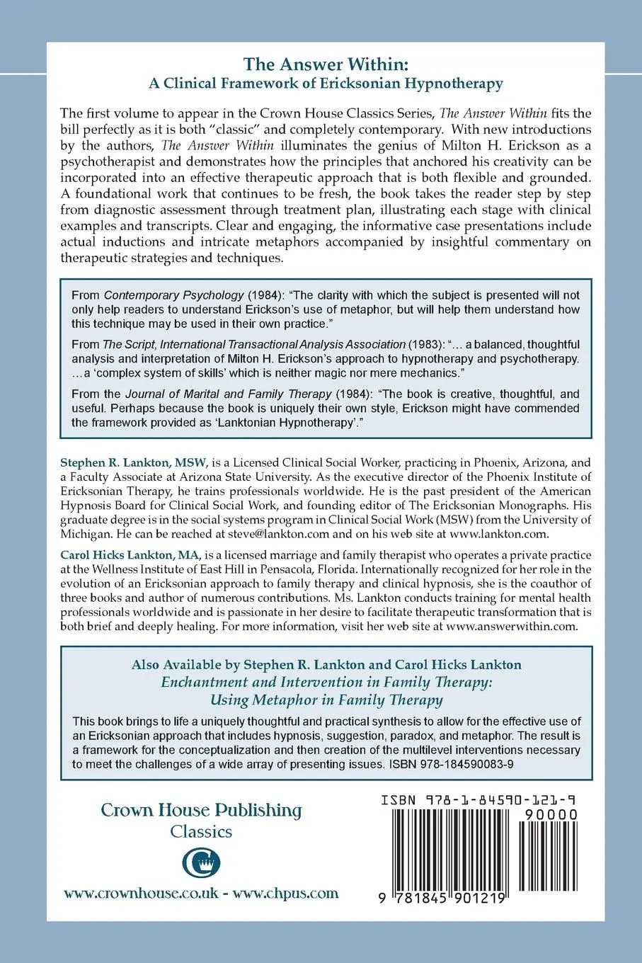 Rückseite: 9781845901219 | The Answer Within | A Clinical Framework of Ericksonian Hypnotherapy