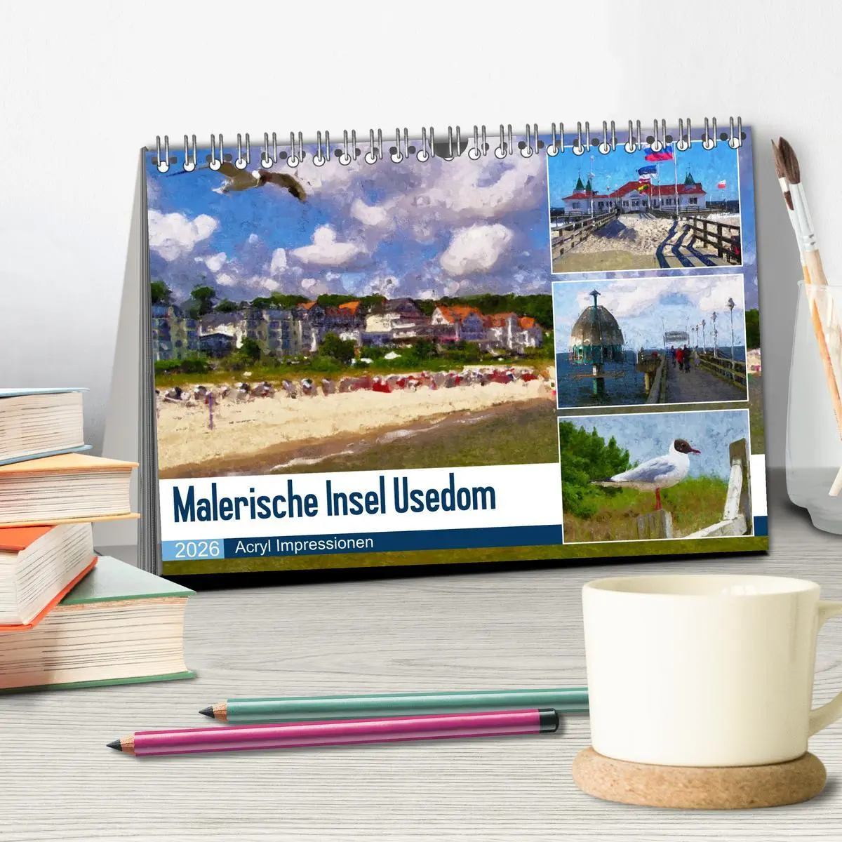 Bild: 9783457621219 | Malerische Insel Usedom - Acryl Impressionen (Tischkalender 2026...