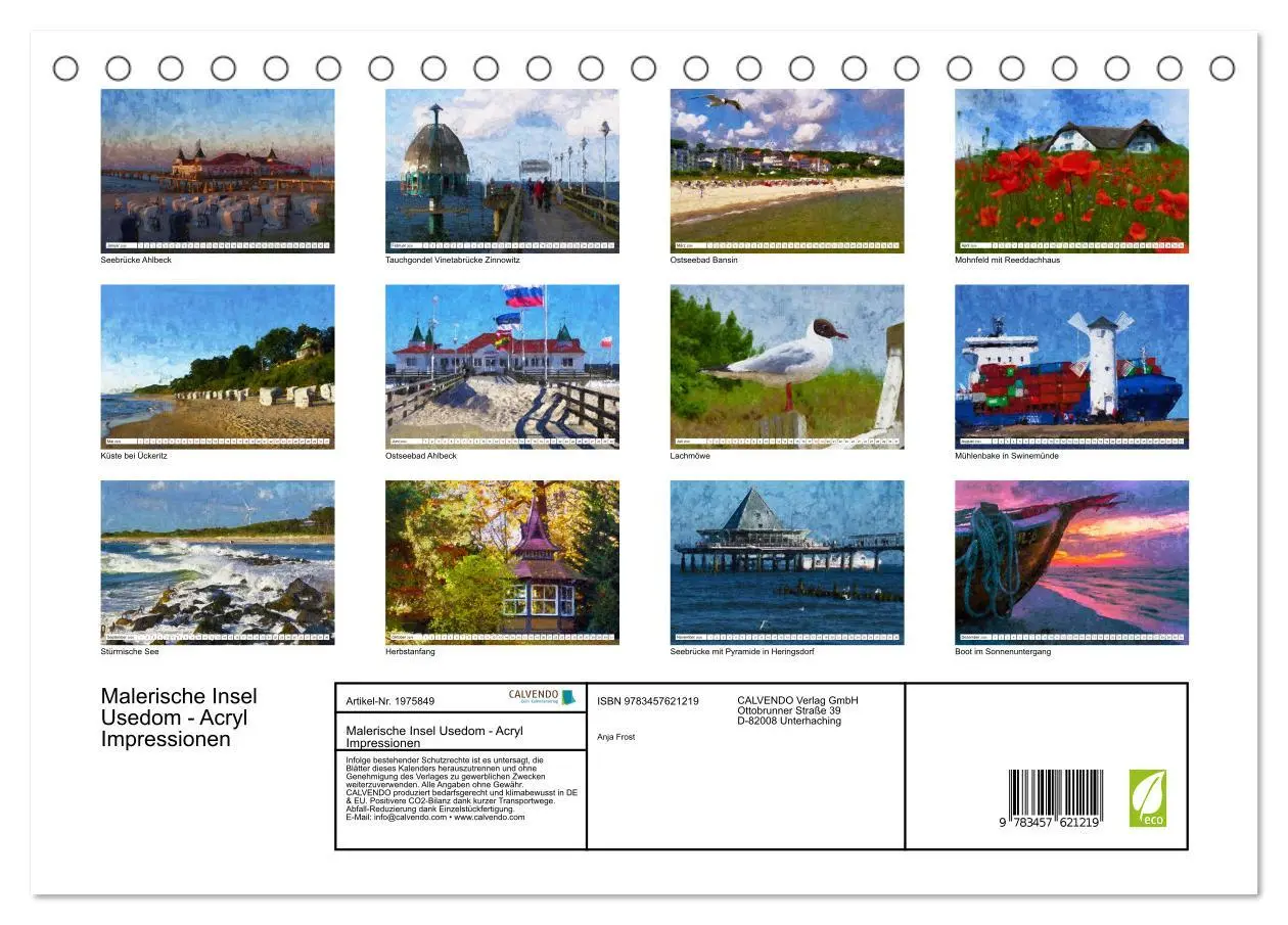 Bild: 9783457621219 | Malerische Insel Usedom - Acryl Impressionen (Tischkalender 2026...