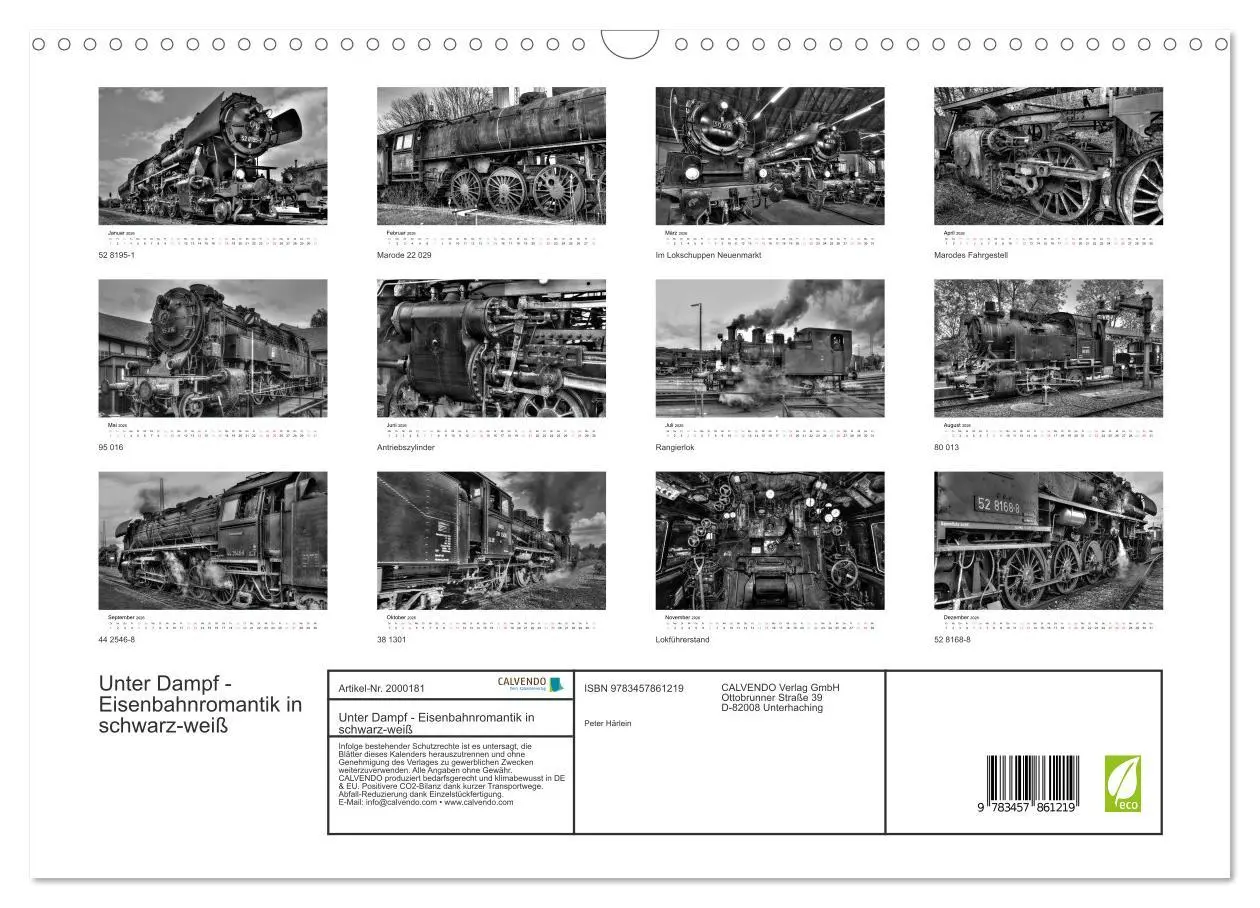 Bild: 9783457861219 | Unter Dampf - Eisenbahnromantik in schwarz-weiß (Wandkalender 2026...