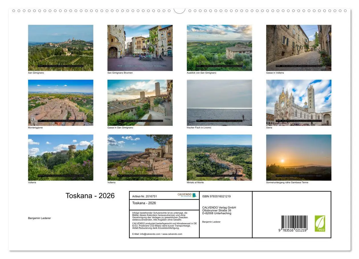 Bild: 9783516021219 | Toskana - 2026 (hochwertiger Premium Wandkalender 2026 DIN A2...