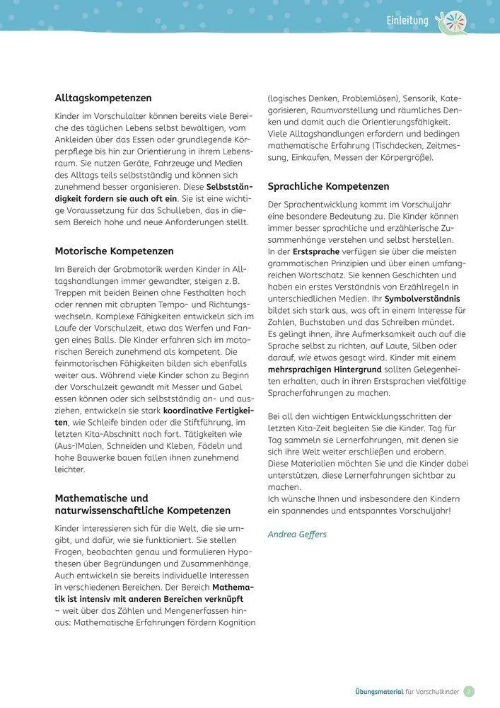 Bild: 9783834671219 | Übungsmaterial für Vorschulkinder | Andrea Geffers | Broschüre | 88 S.