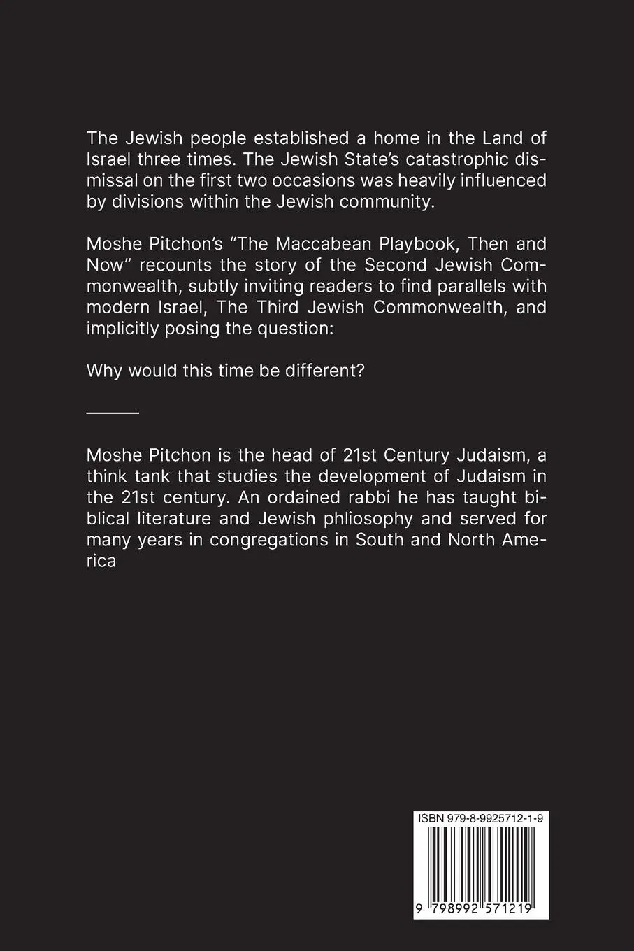 Rückseite: 9798992571219 | The Maccabean Playbook | Then and Now | Moshe Pitchon | Taschenbuch