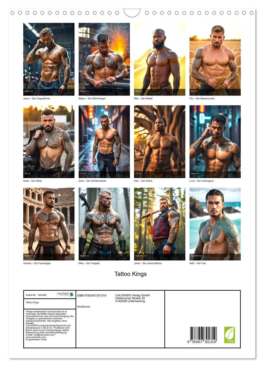 Bild: 9783457301319 | Tattoo Kings (Wandkalender 2026 DIN A3 hoch), CALVENDO Monatskalender