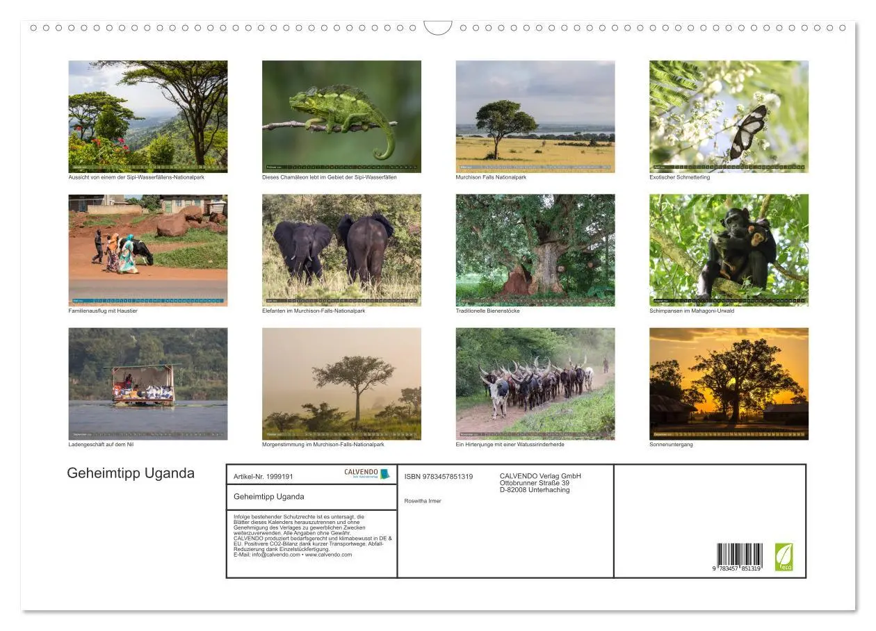 Bild: 9783457851319 | Geheimtipp Uganda (Wandkalender 2026 DIN A2 quer), CALVENDO...