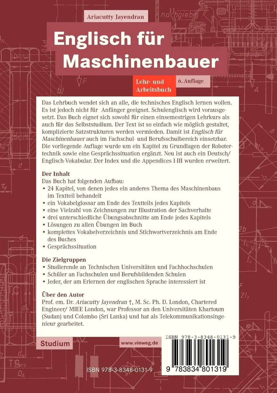 Rückseite: 9783834801319 | Englisch für Maschinenbauer | Lehr- und Arbeitsbuch | Jayendran | Buch