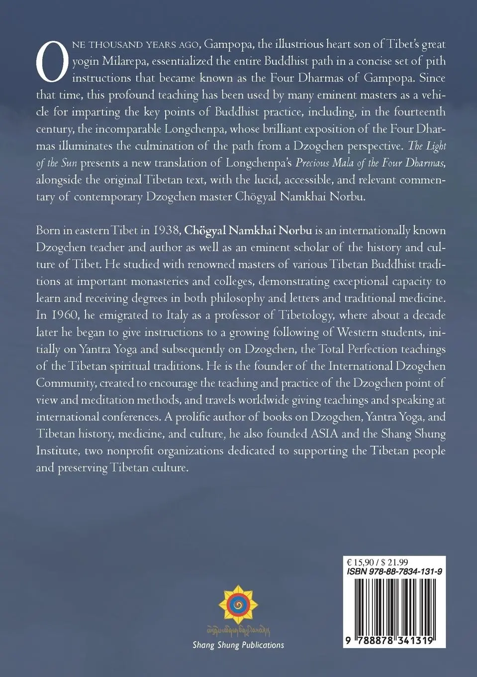 Rückseite: 9788878341319 | The Light of the Sun | Choegyal Namkhai Norbu (u. a.) | Taschenbuch