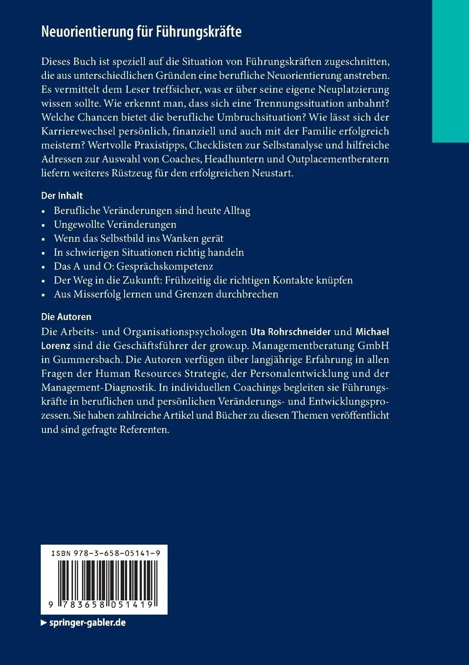 Rückseite: 9783658051419 | Neuorientierung für Führungskräfte | Berater in eigener Sache | Buch