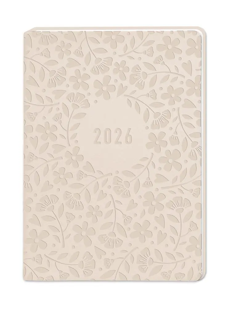 Cover: 9783986361419 | Terminplaner Lederlook 2026 Beige | Terminplaner Lederlook A6 | 136 S.