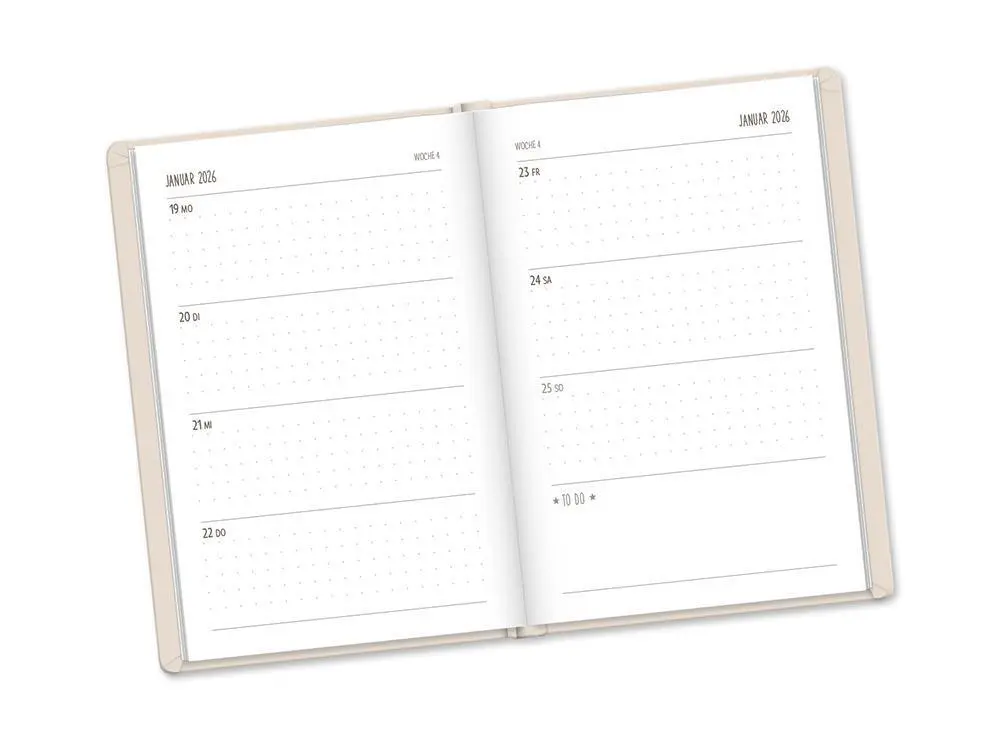 Bild: 9783986361419 | Terminplaner Lederlook 2026 Beige | Terminplaner Lederlook A6 | 136 S.
