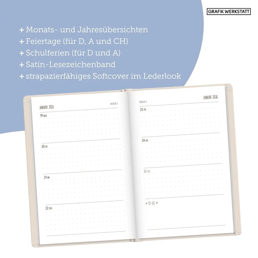Bild: 9783986361419 | Terminplaner Lederlook 2026 Beige | Terminplaner Lederlook A6 | 2026