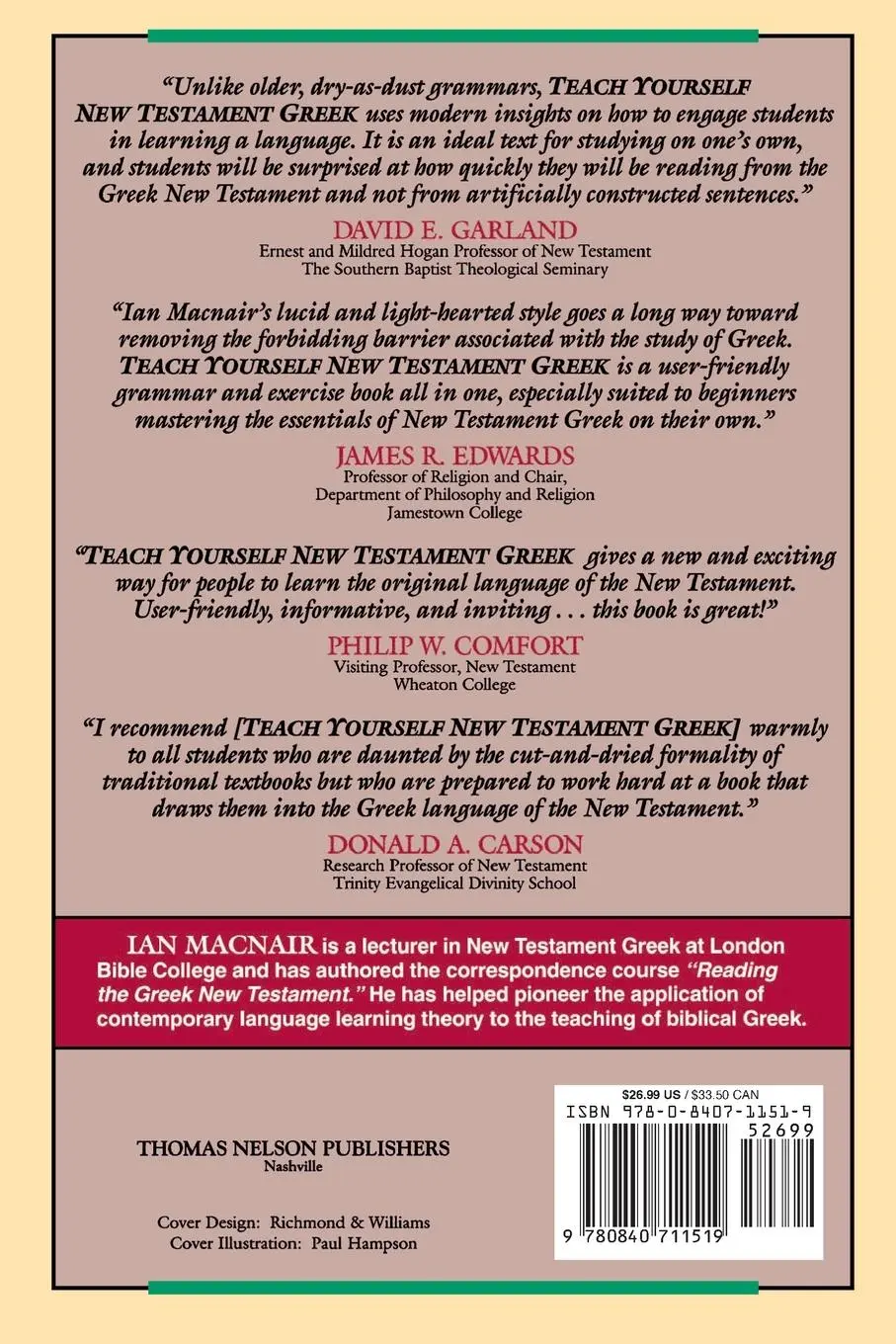Rückseite: 9780840711519 | Teach Yourself New Testament Greek | Ian Macnair | Taschenbuch | 1995