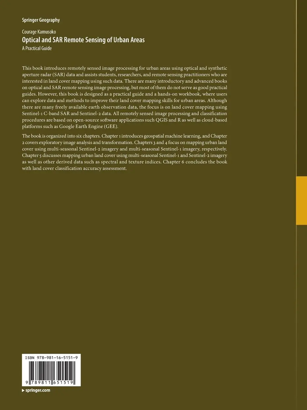 Rückseite: 9789811651519 | Optical and SAR Remote Sensing of Urban Areas | A Practical Guide | xi