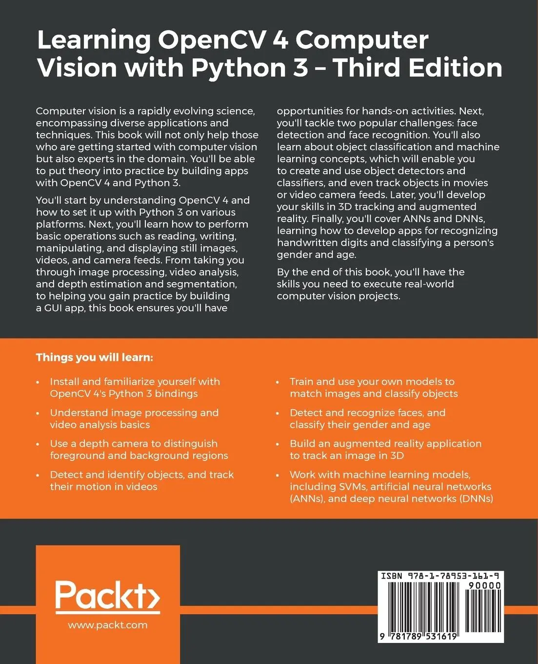Rückseite: 9781789531619 | Learning OpenCV 4 Computer Vision with Python 3 | Joseph Howse (u. a.)