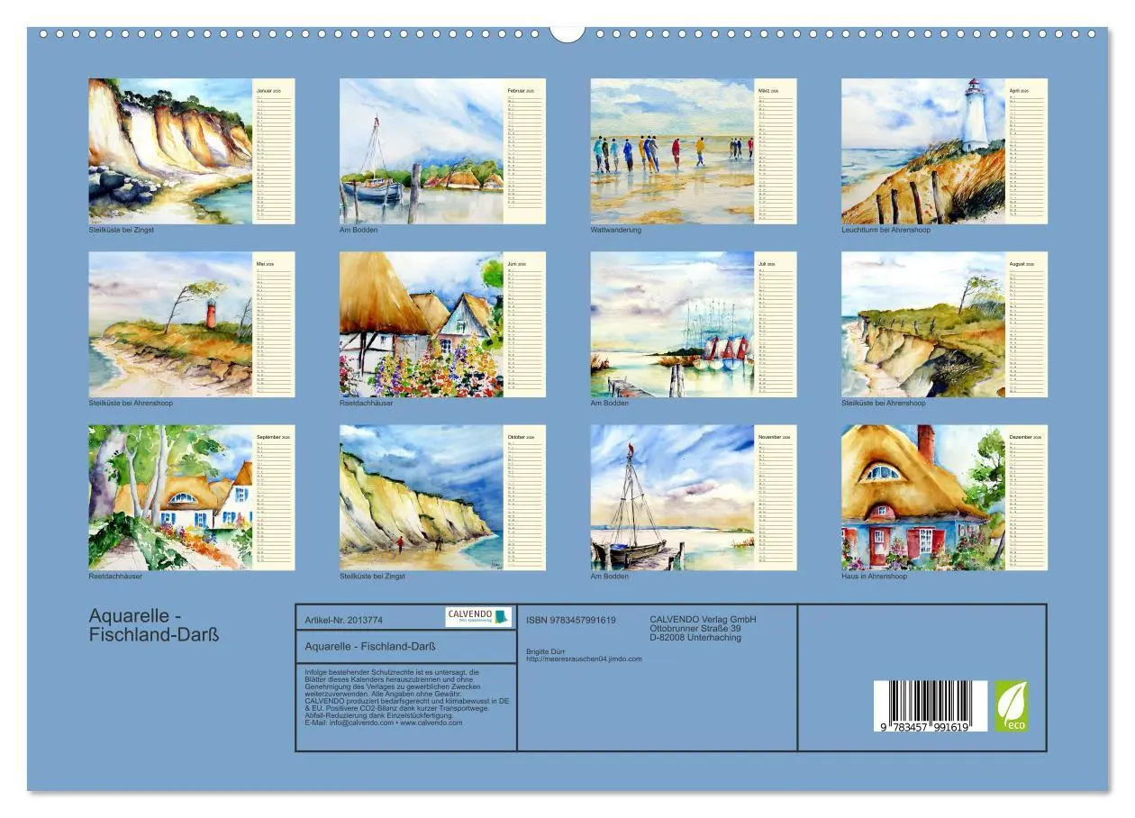 Bild: 9783457991619 | Aquarelle - Fischland-Darß (hochwertiger Premium Wandkalender 2026...