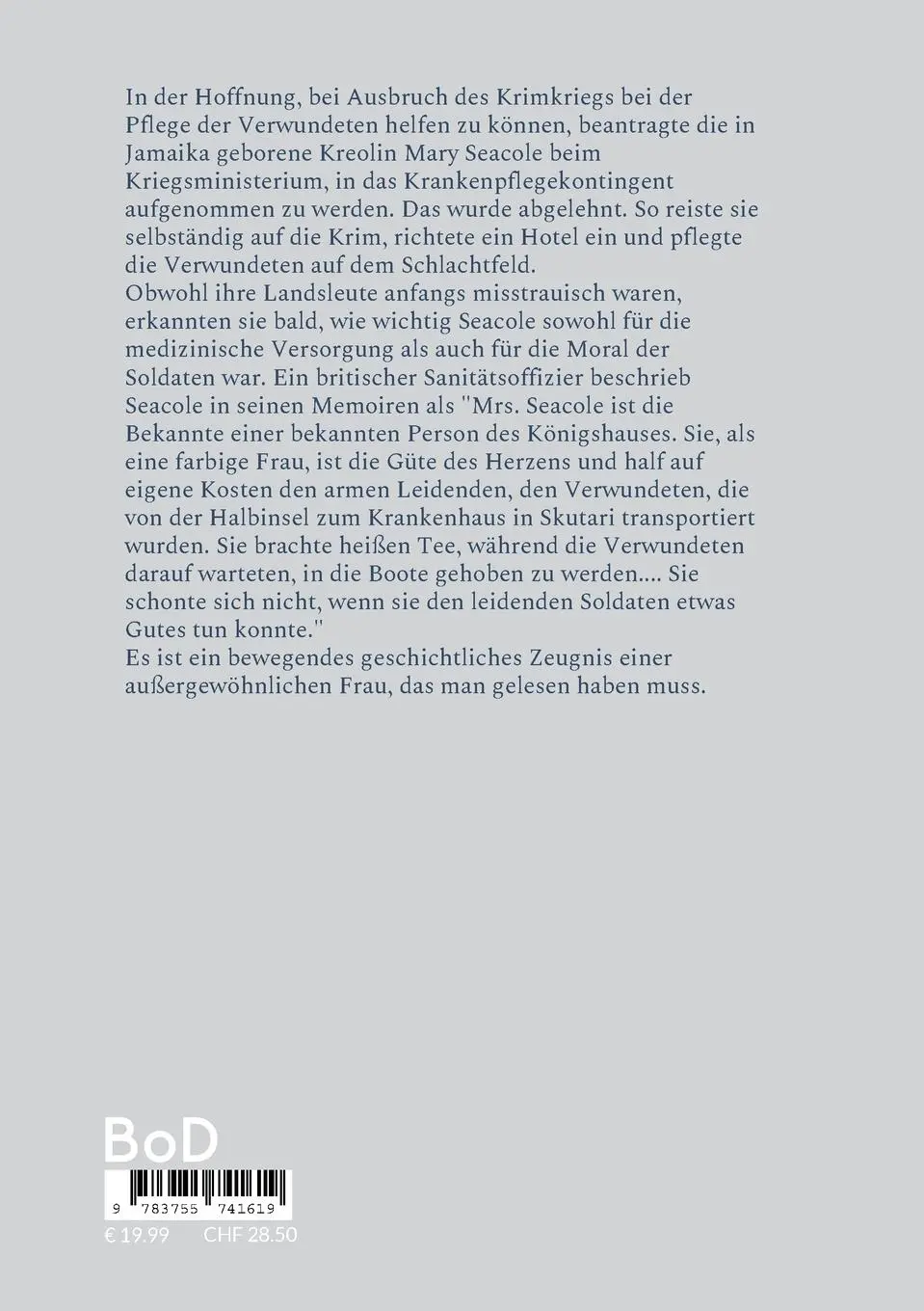 Rückseite: 9783755741619 | Abenteuerliche Biografie einer außergewöhnlichen Frau | Mary Seacole