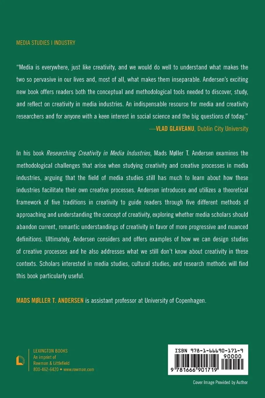 Rückseite: 9781666901719 | Researching Creativity in Media Industries | Mads Møller T. Andersen