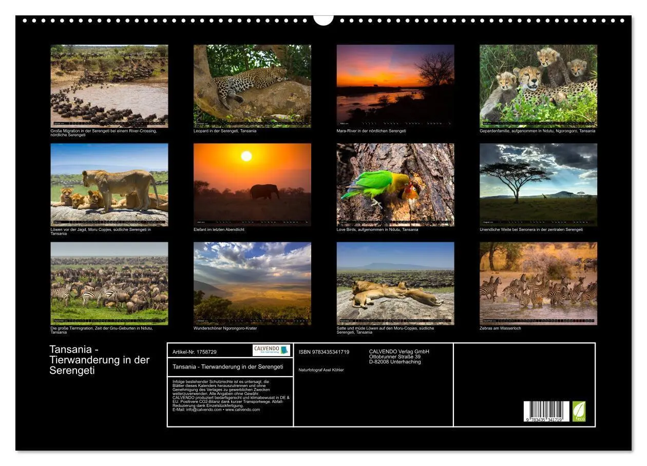 Bild: 9783435341719 | Tansania - Tierwanderung in der Serengeti (Wandkalender 2025 DIN A2...