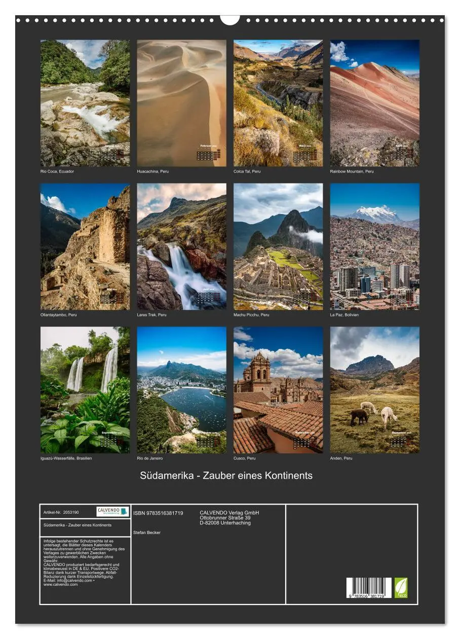 Bild: 9783516381719 | Südamerika - Zauber eines Kontinents (Wandkalender 2026 DIN A2...