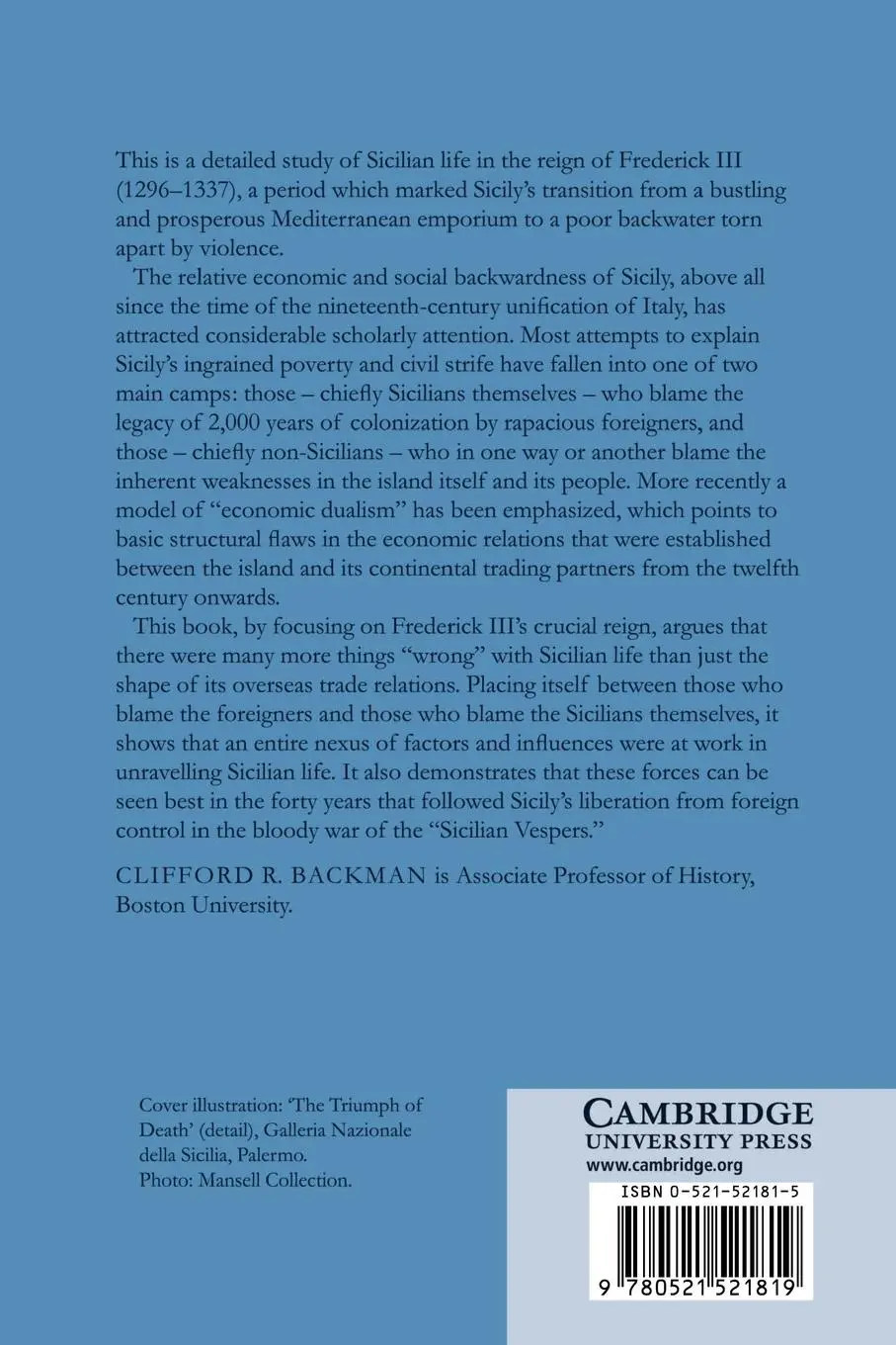 Rückseite: 9780521521819 | The Decline and Fall of Medieval Sicily | Clifford R. Backman | Buch