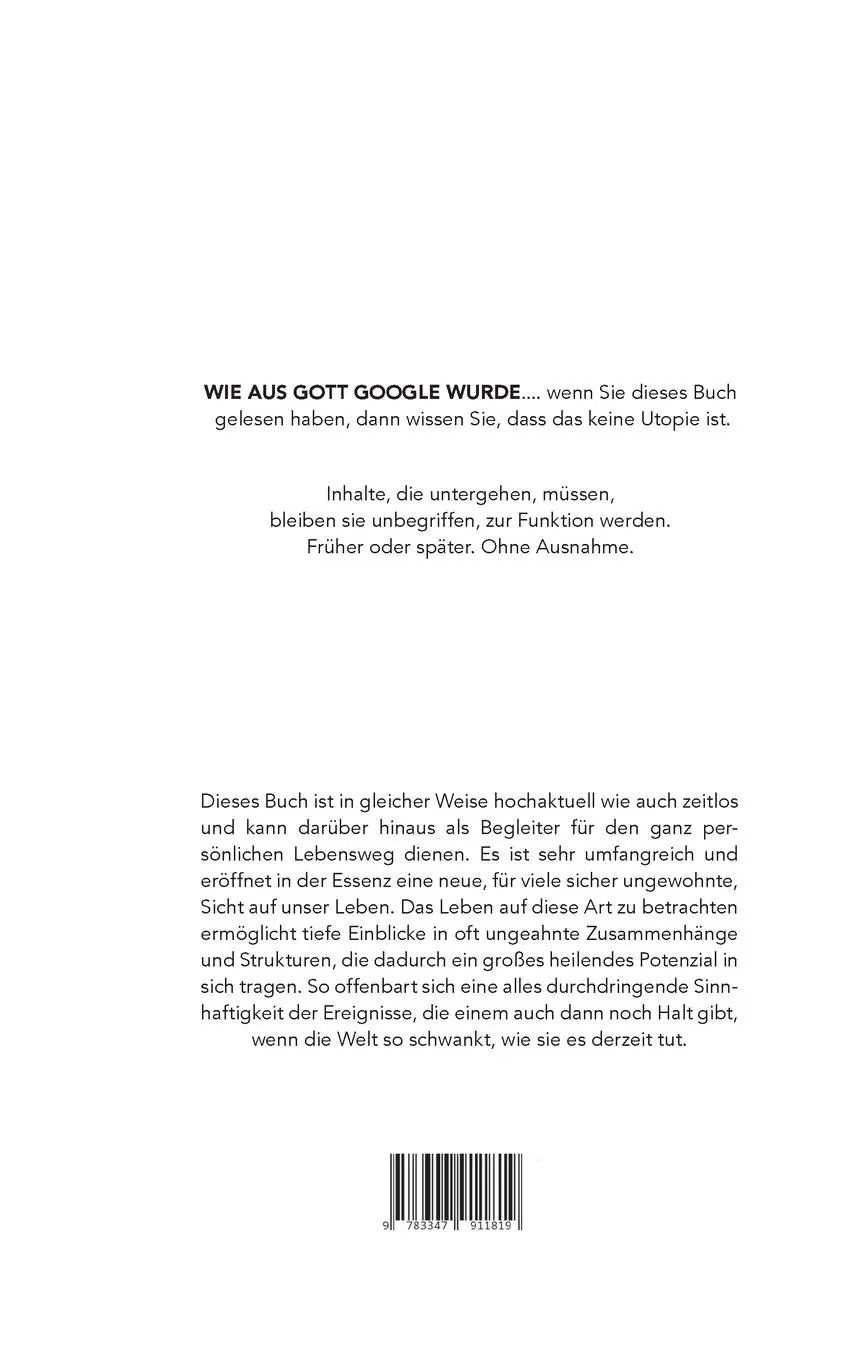 Rückseite: 9783347911819 | Wie aus Gott Google wurde | Caroline Raasch | Buch | 516 S. | Deutsch