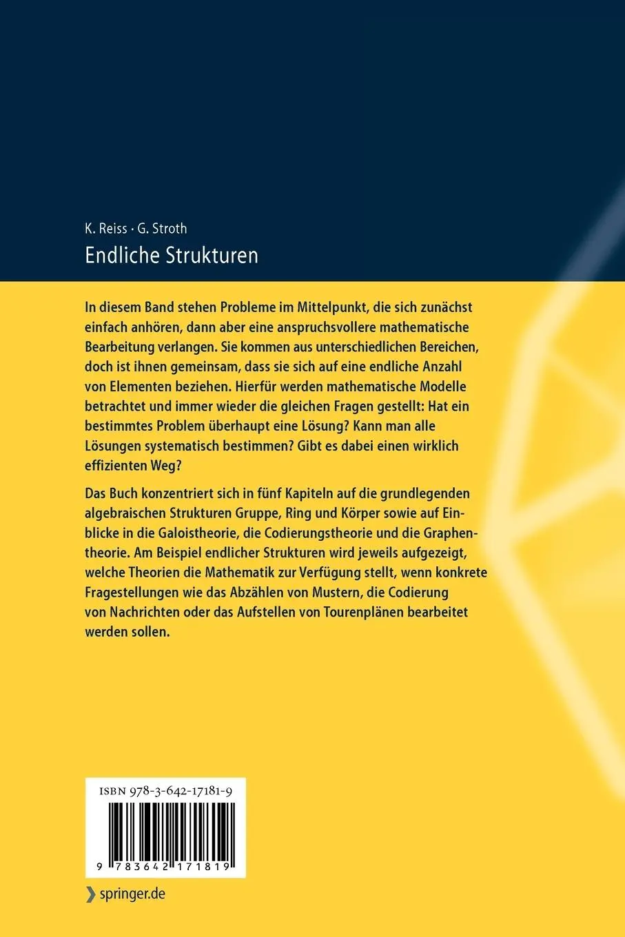 Rückseite: 9783642171819 | Endliche Strukturen | Gernot Stroth (u. a.) | Taschenbuch | x | 2011