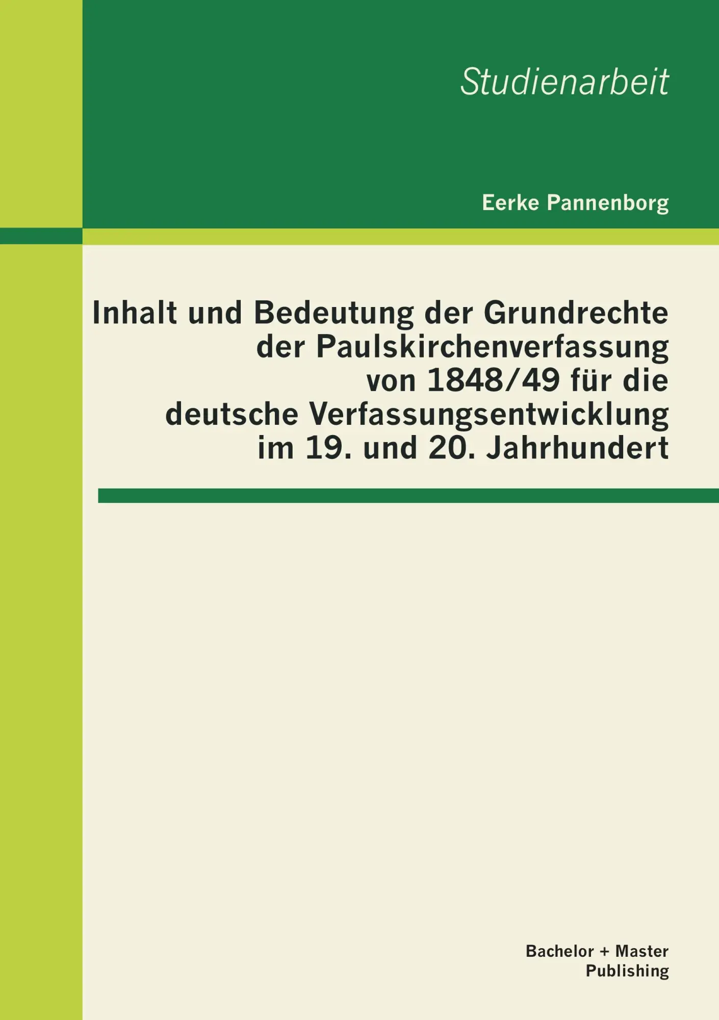 Cover: 9783955491819 | Inhalt und Bedeutung der Grundrechte der Paulskirchenverfassung von...