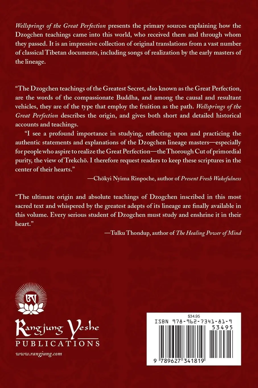 Rückseite: 9789627341819 | Wellsprings of the Great Perfection | Taschenbuch | Englisch | 2012