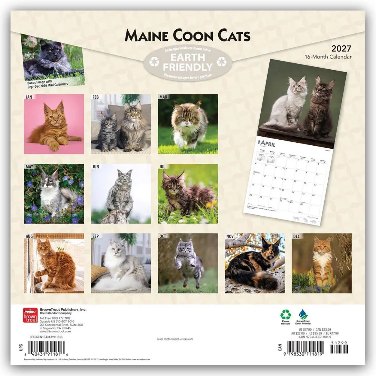 Rückseite: 9798330711819 | Maine Coon Cats - Maine Coon Katzen 2027 - 16-Monatskalender | 28 S.