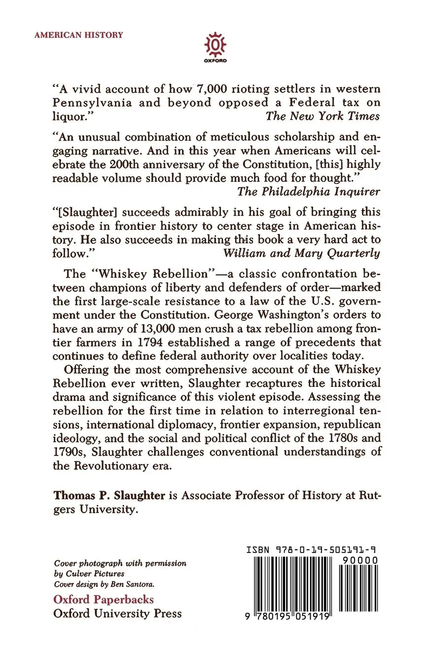 Rückseite: 9780195051919 | The Whiskey Rebellion | Frontier Epilogue to the American Revolution