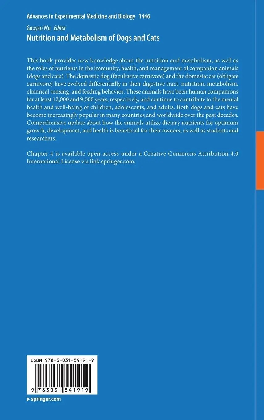 Rückseite: 9783031541919 | Nutrition and Metabolism of Dogs and Cats | Guoyao Wu | Buch | vi