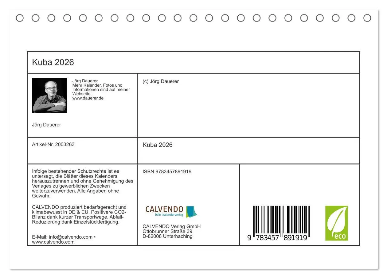 Bild: 9783457891919 | Kuba 2026 (Tischkalender 2026 DIN A5 quer), CALVENDO Monatskalender