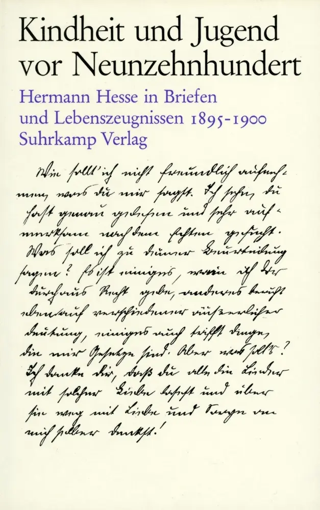 Cover: 9783518031919 | 1895-1900 | Hermann Hesse | Buch | 688 S. | Deutsch | 1978 | Suhrkamp